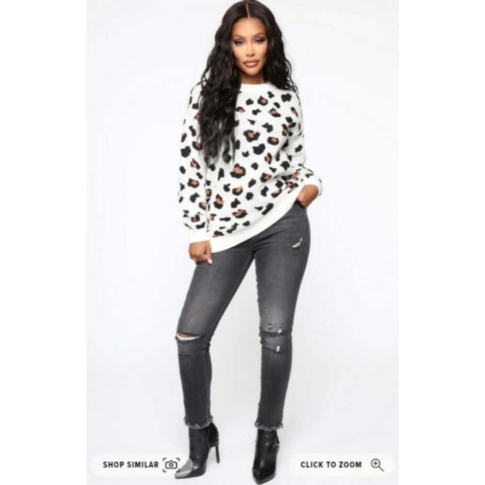 Leopard print knit sweater 2X